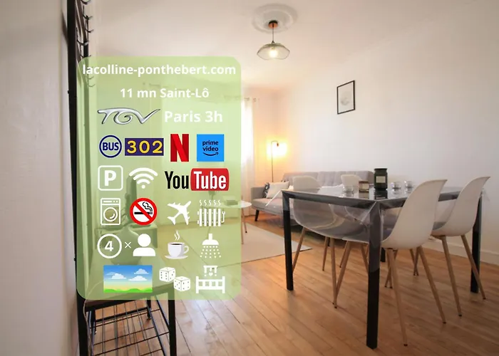 Lacolline-ponthebert,com - Entier Rénové -grand Parking Gratuit, équipé, Confortable, Netflix Et Amazon Prime Gratuits Et Illimités, Matelas Emma, Lave Linge, Vue Sur La Vallée, Rdc *